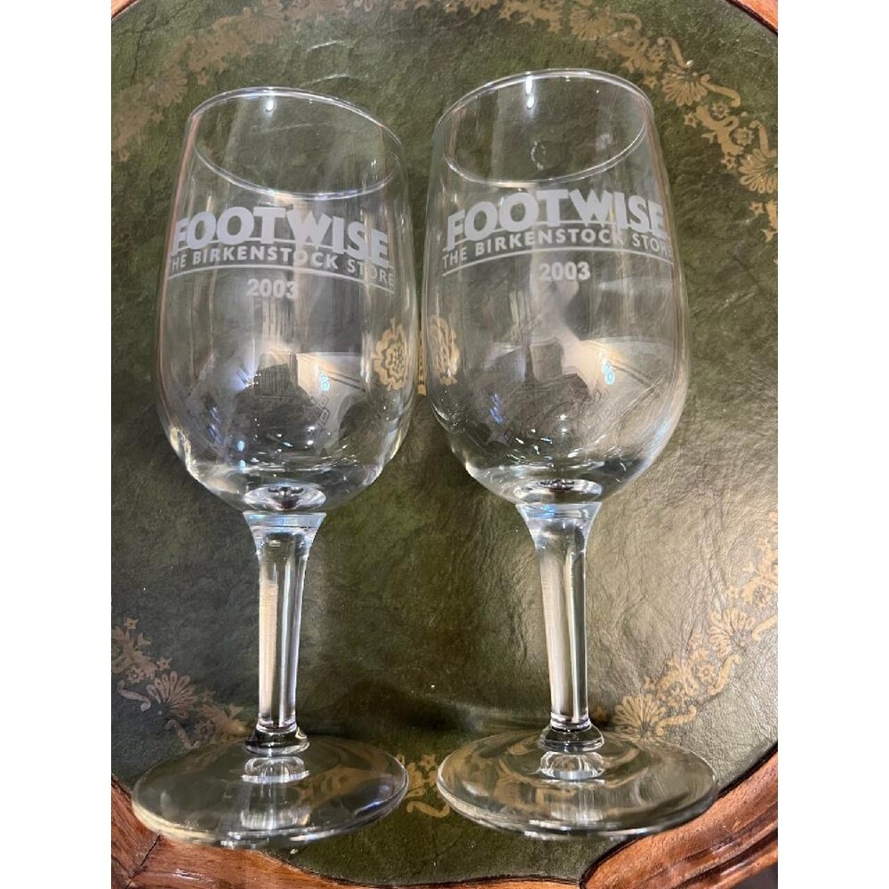 Footwise Birkenstock Store 2003 Stem Wine Glasses Pair – New